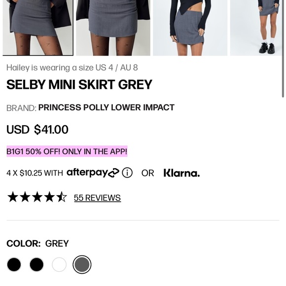 Princess Polly Grey Selby Mini Skirt Size 2 - Picture 5 of 7